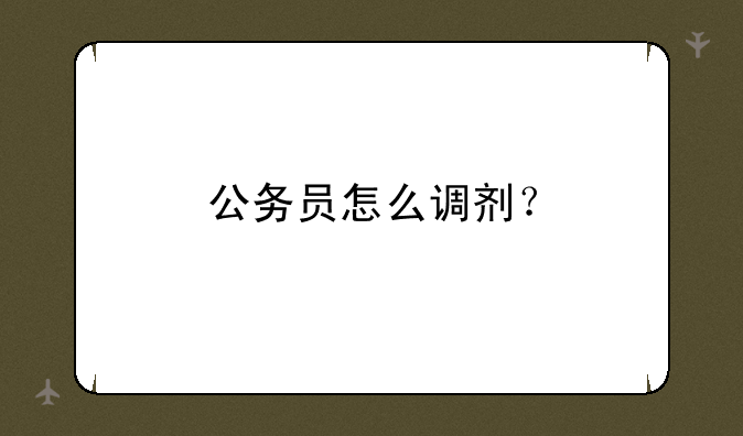 公务员怎么调剂？