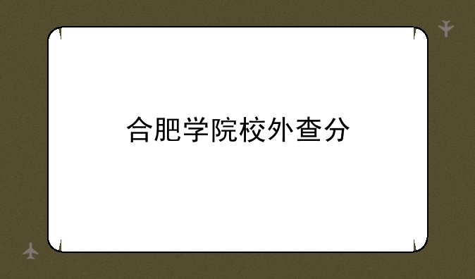 合肥学院校外查分
