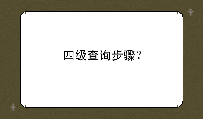 四级查询步骤？