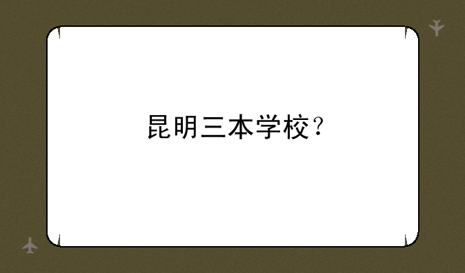 昆明三本学校？