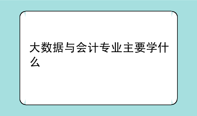 大数据与会计专业主要学什么