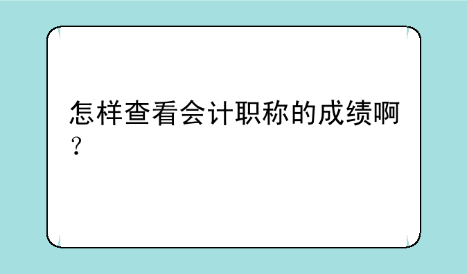 怎样查看会计职称的成绩啊？