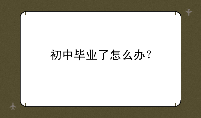 初中毕业了怎么办？
