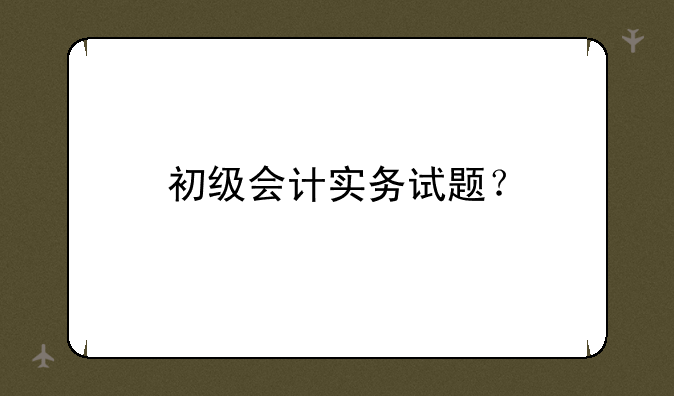 初级会计实务试题？