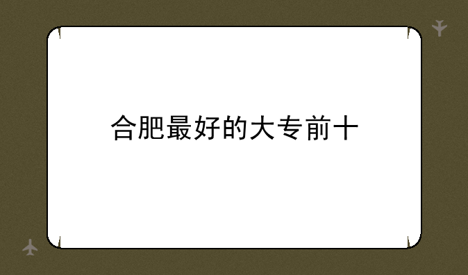 合肥最好的大专前十
