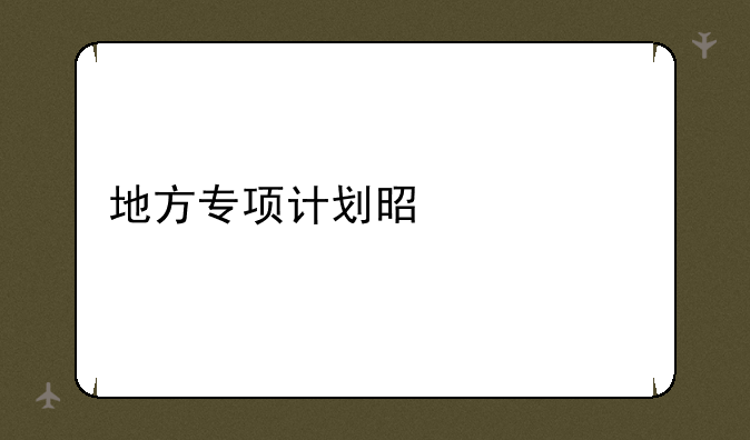 地方专项计划是什么