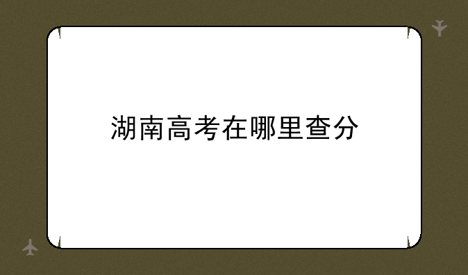 湖南高考在哪里查分