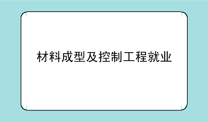 材料成型及控制工程就业