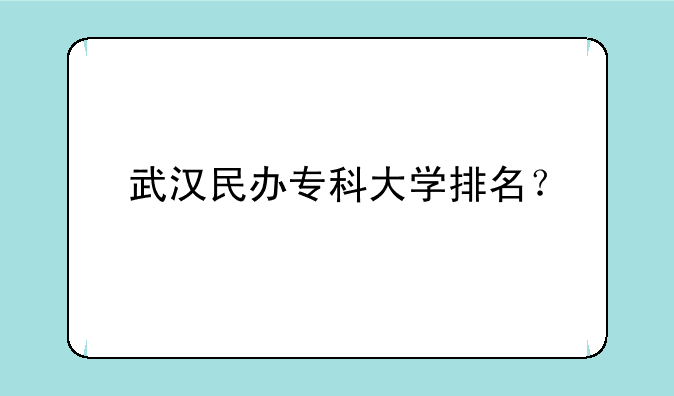 武汉民办专科大学排名？