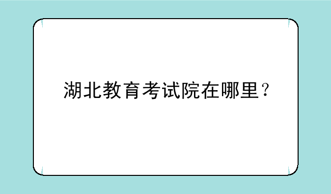 湖北教育考试院在哪里？