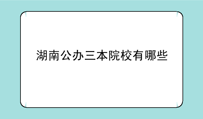 湖南公办三本院校有哪些