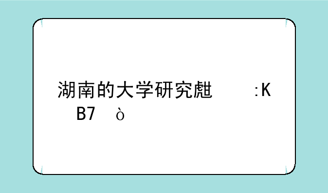 湖南的大学研究生排名？