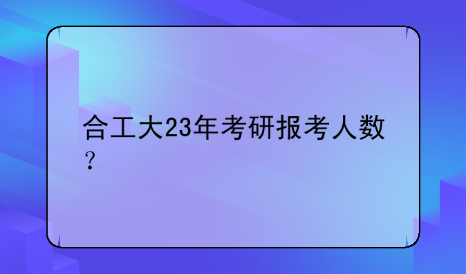 合工大23年考研报考人数？