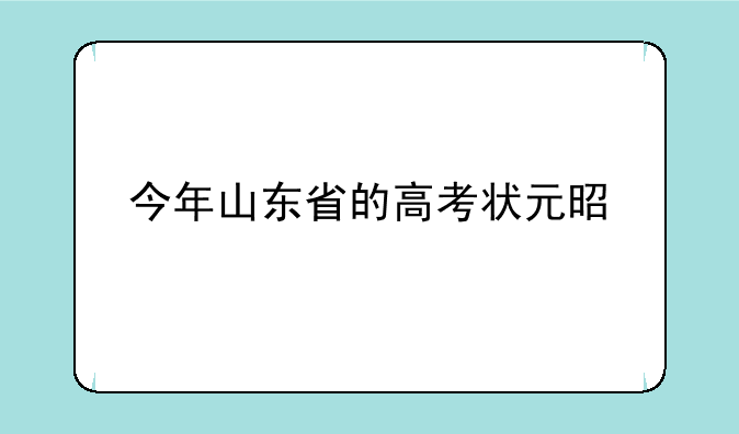 今年山东省的高考状元是谁