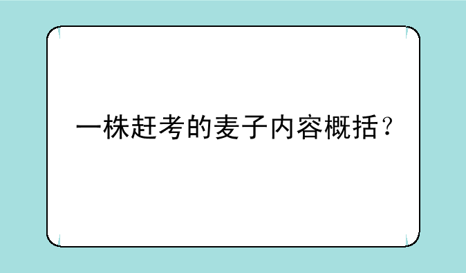一株赶考的麦子内容概括？