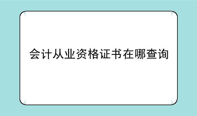 会计从业资格证书在哪查询