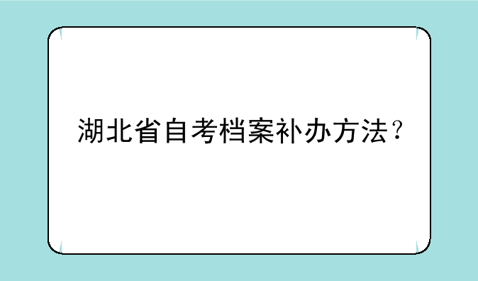 湖北省自考档案补办方法？