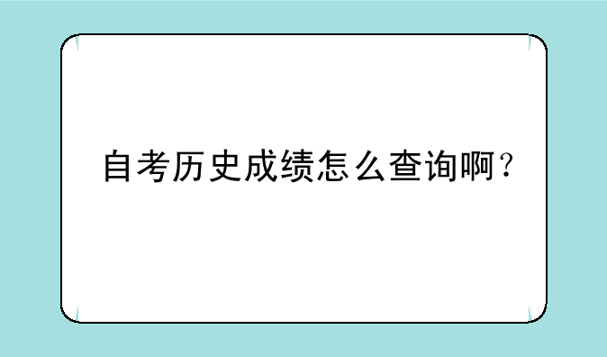 自考历史成绩怎么查询啊？