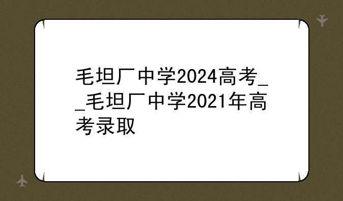 毛坦厂中学2024高考__毛坦厂中学2021年高考录取