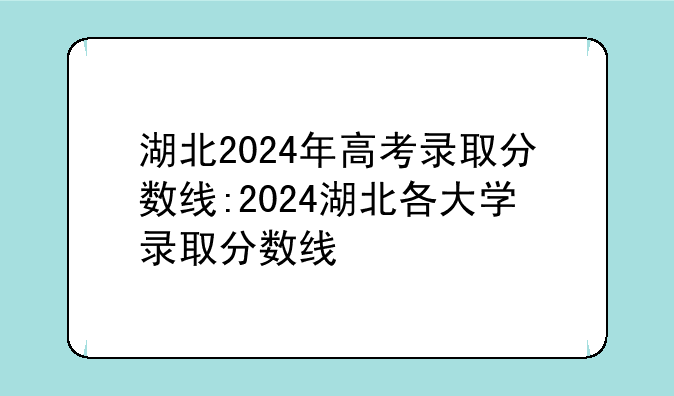 湖北2024年高考录取分数线:2024湖北各大学录取分数线