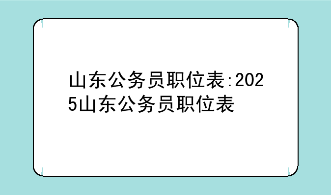 山东公务员职位表:2025山东公务员职位表