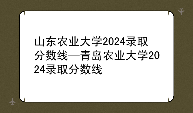 山东农业大学2024录取分数线—青岛农业大学2024录取分数线